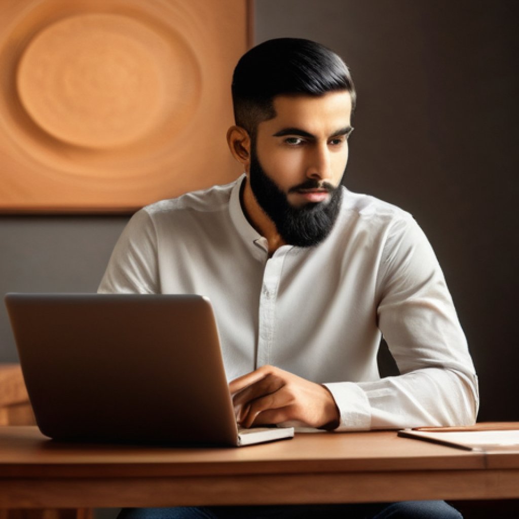 미션 스테이트먼트 작성 시 대화법 - **Prompt 1: The Art of Focused Digital Listening**
    "A candid medium shot of a young Arab man, in...